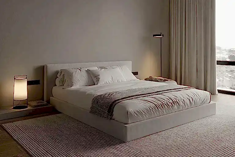 Vela düz kumaş döşeme karyola