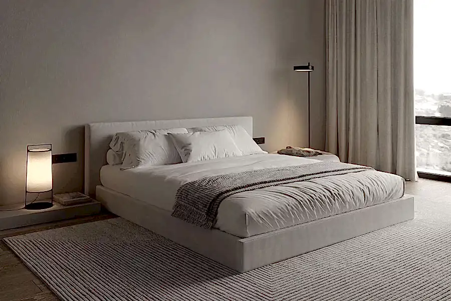 Vela düz kumaş döşeme karyola