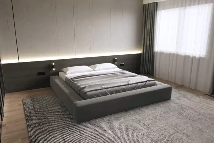 Yatak başlığında led olan yatak