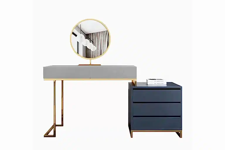 Sarı metal ayaklı makyaj masası