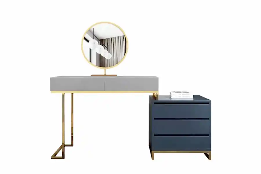 Sarı metal ayaklı makyaj masası
